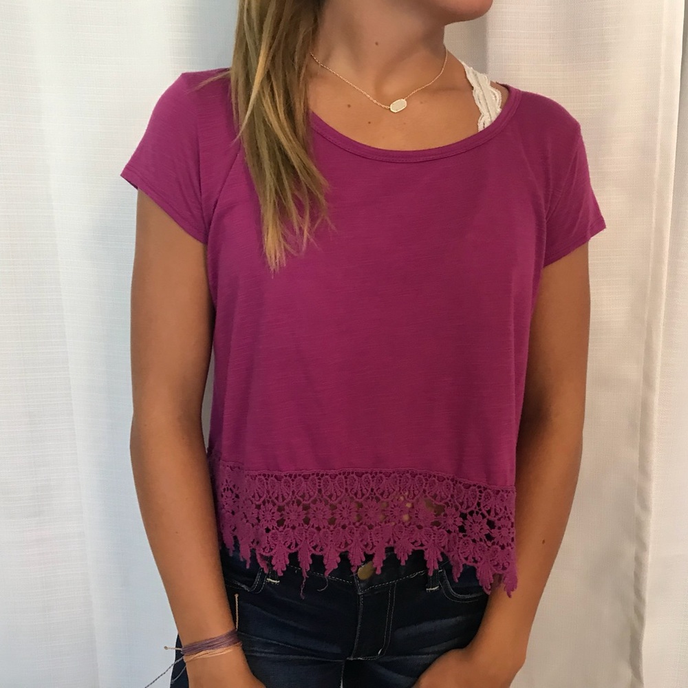 Short sleeve lace bottom